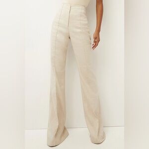 Veronica Beard Beige High-Waist Flare Trousers
